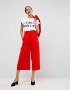 Asos Clean Culotte With Oversized D Ring Detail Belt - Red