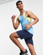 Asos 4505 Running Tank With Contrast Panels And Quick Dry-blues