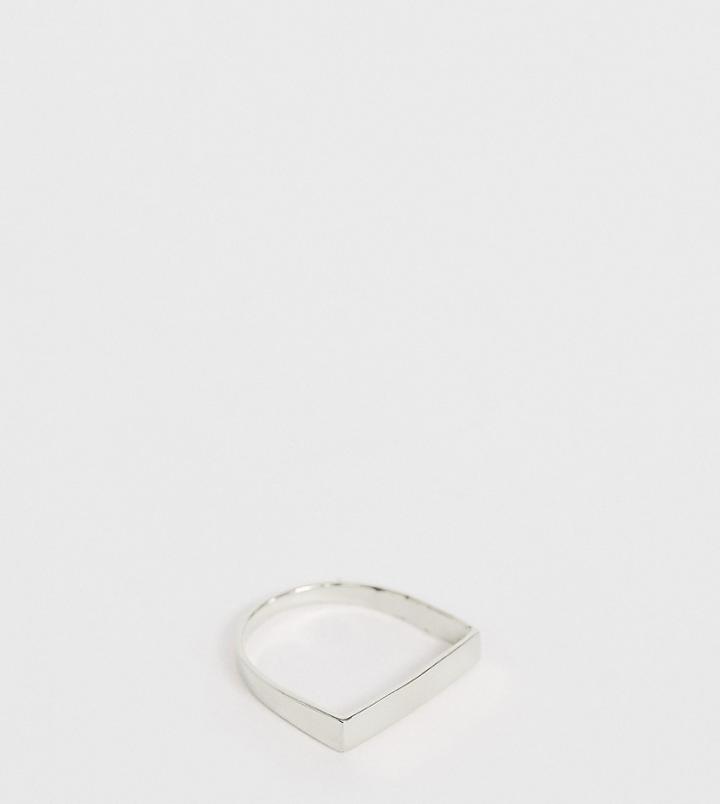 Asos Design Sterling Silver Ring In Flat Bar Design - Silver