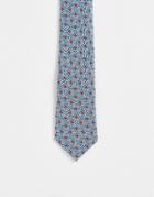 Asos Design Tie With Retro Design In Blue