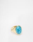 Asos Gold Plated Signet Ring With Turquoise Stone - Gold