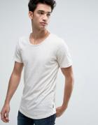 Jack & Jones Originals Longline T-shirt With Fleck Detail And Curved Hem - Cream