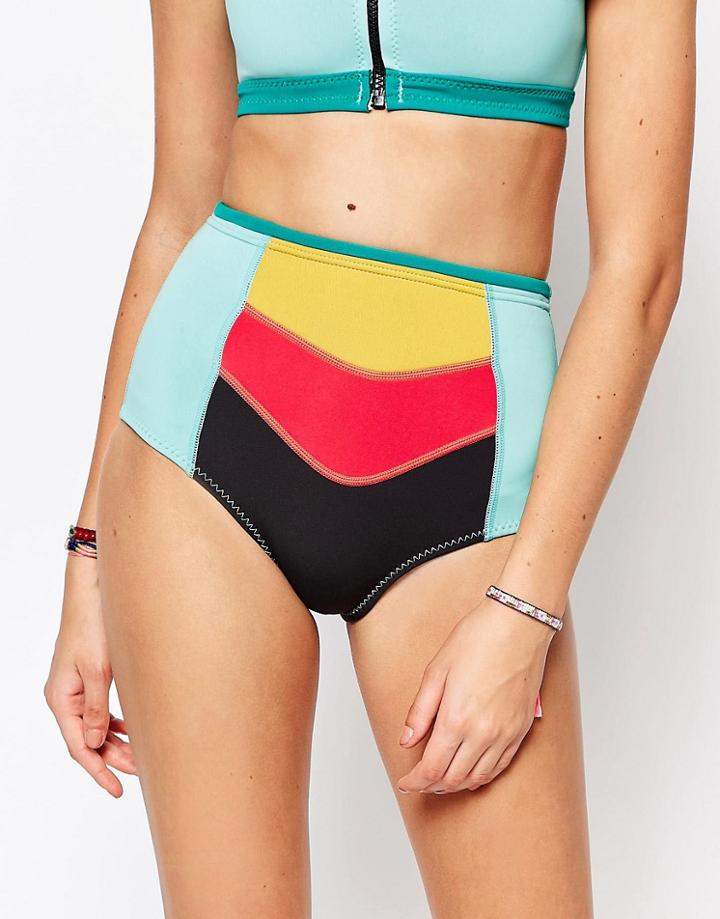 Billabong Neoprene Geo-tribal High Waist Bikini Bottom - Surf Blue