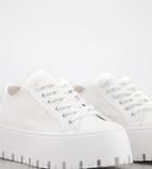 Asos Design Wide Fit Devoted Chunky Canvas Sneakers In White