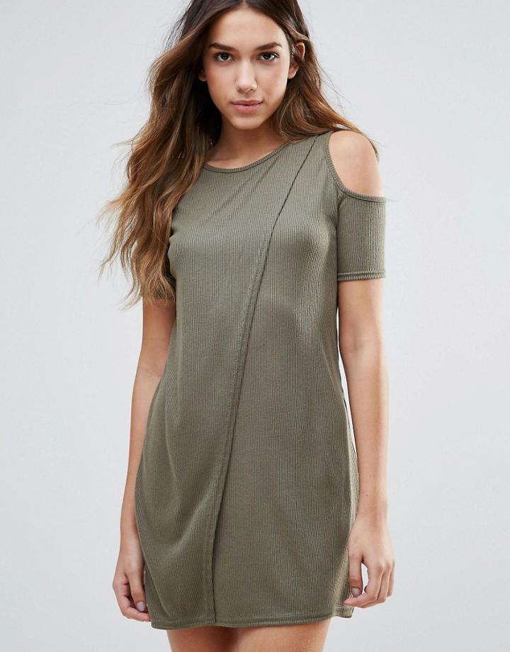 Daisy Street Cold Shoulder Dress - Green