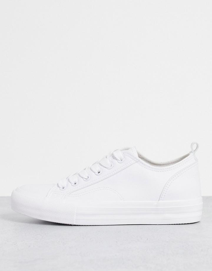 Office Features Lace Up Sneakers In White