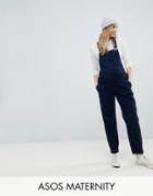 Asos Maternity Cord Overall In Navy - Blue