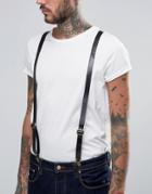 Reclaimed Vintage Leather Suspenders Black - Black