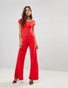 Oh My Love Flare Bardot Jumpsuit - Red