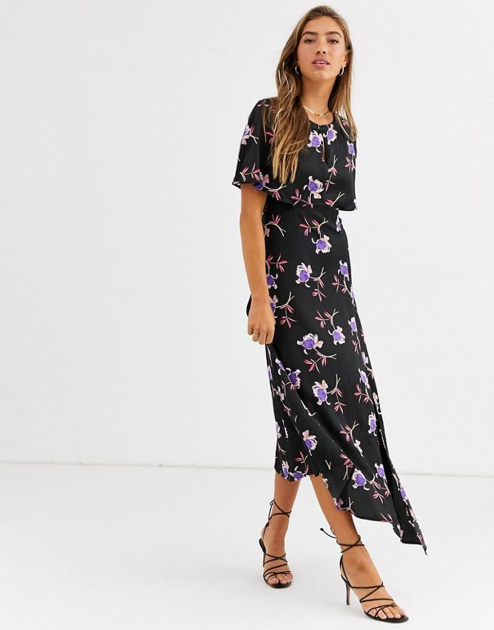 Liquorish Asymmetric Maxi Dress In Floral-multi