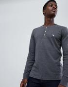 Abercrombie & Fitch Icon Logo Long Sleeve Henley Top In Dark Gray Marl - Gray