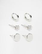 Designb Silver Earrings In 3 Pack - Silver