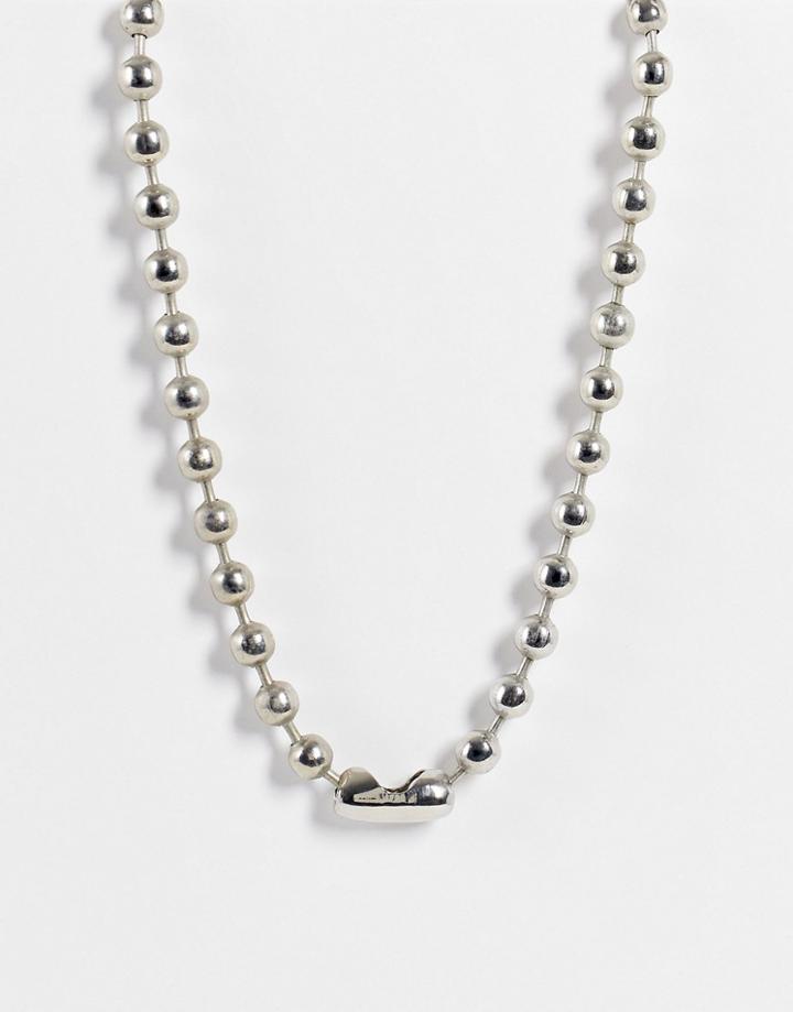 Asos Design Necklace In Ball Chain In Silver Tone
