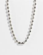 Asos Design Necklace In Ball Chain In Silver Tone