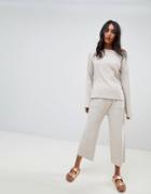 Micha Lounge Wide Leg Cropped Ribbed Joggers Two-piece - Beige
