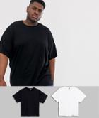 Asos Design Plus 2 Pack Oversized Fit T-shirt With Crew Neck Save-multi