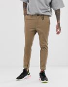 Bershka Slim Chinos In Stone-beige