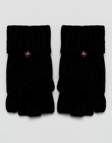 Vincent Pradier Wool And Cashmere Mix Gloves With Foldover - Black
