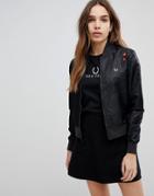 Fred Perry Amy Winehouse Foundation Bomber Jacket With Heart Embroidery - Black