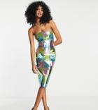 Annorlunda Patchwork Metallic Midi Dress In Multi