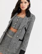 Fashion Union Boucle Tailored Blazer Two-piece With Contrast Collar And Cuff
