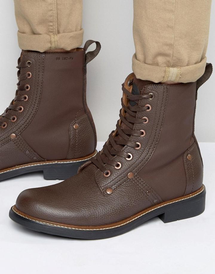 G-star Labor Lace Up Leather Boots - Brown