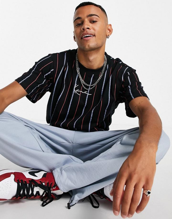 Karl Kani Small Signature Pinstripe T-shirt In Black
