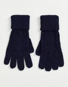 Boardmans Cable Knit Gloves In Navy