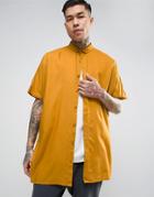 Asos Oversized Viscose Shirt With Drop Shoulder In Mustard - Yellow