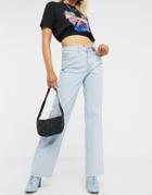 Object Sinya High Waist Straigh Leg Jeans In Blue-blues