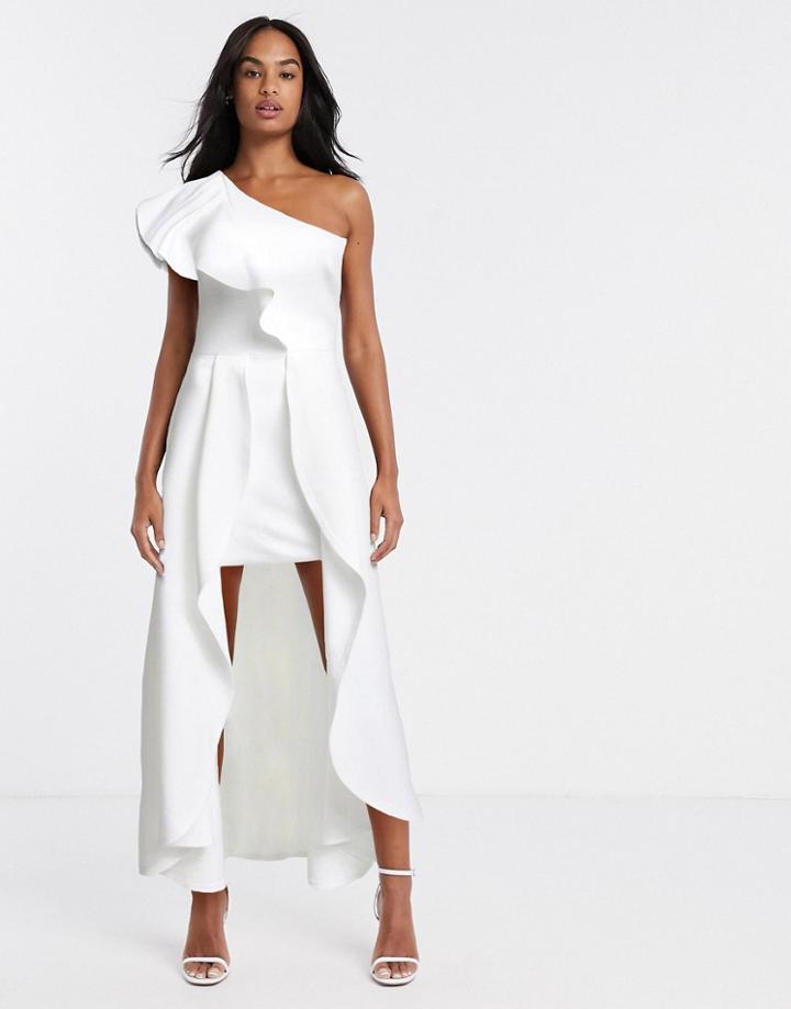 True Violet One Shoulder High Low Maxi Dress In Ivory-white