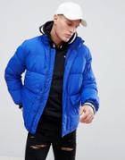 Bershka Puffer Jacket In Blue - Blue