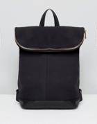 Asos Design Scuba Backpack With Rose Gold Zip - Black