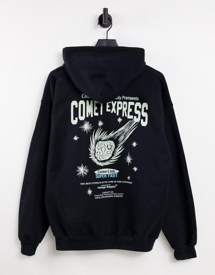 Vintage Supply Comet Express Print Hoodie In Black