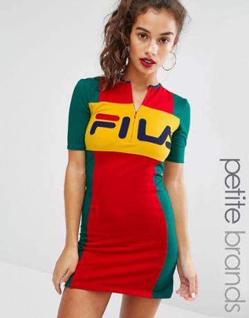 Fila Petite Motif Zip Front Mini Bodycon Dress - Multi