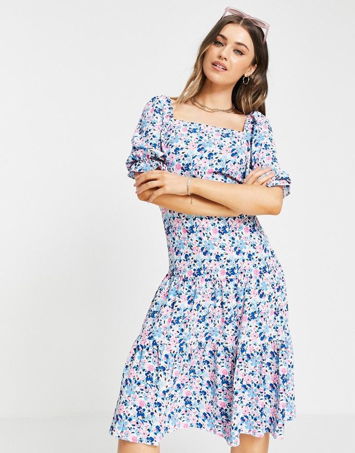 Miss Selfridge Tie Back Midi In Cluster Floral-multi