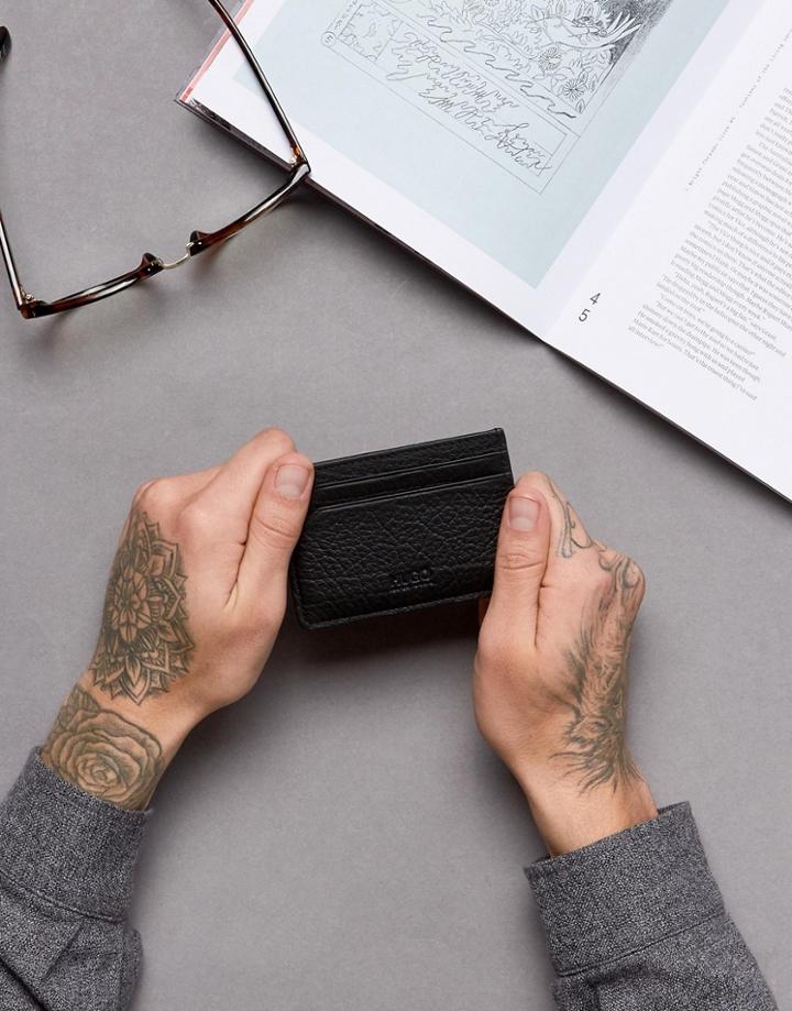 Hugo By Hugo Boss Victorian Logo Leather Card Holder In Black - Black