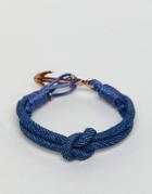 Icon Brand Navy Cord Bracelet With Antique Gold Anchor - Navy
