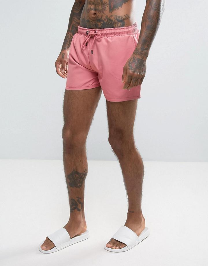 Rose London Swim Shorts In Pink With Logo - Pink