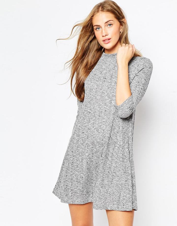 Asos Rib Polo Swing Dress - Gray