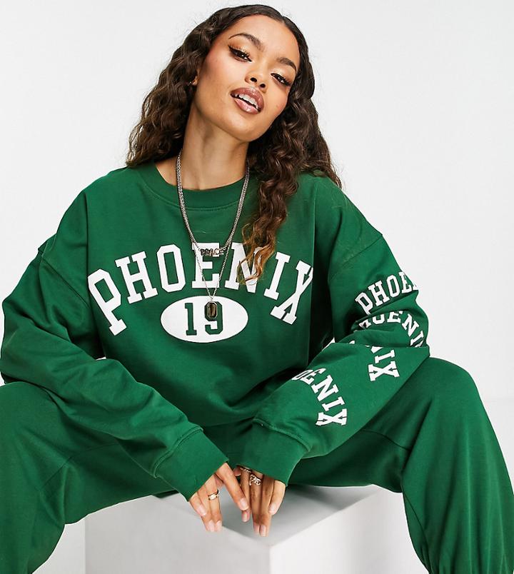 Topshop Petite Phoenix Sweat In Green