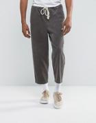 Asos Oversized Tapered Cord Pants With Rope Detail In Gray - Gray