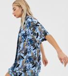 Monki Oversized Two-piece Blouse In Blue Jungle Print