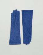Lavand Long Leather Gloves - Blue