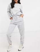 Asos Design Tracksuit Oversized Sweat / Jogger With Be Happy Slogan In Gray Marl-grey