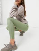 Vero Moda Ribbed Legging In Khaki-green