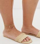 Asos Design Curve Pack Of 3 Anklets With Star And Moon Pendants In Gold Tone