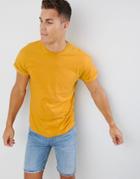 New Look T-shirt With Roll Sleeve In Yellow - Yellow