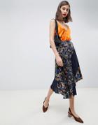 Mango Chain Print Pleated Midi Skirt In Multi - Multi