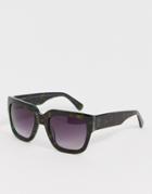 French Connection Flat Top Square Sunglasses-black